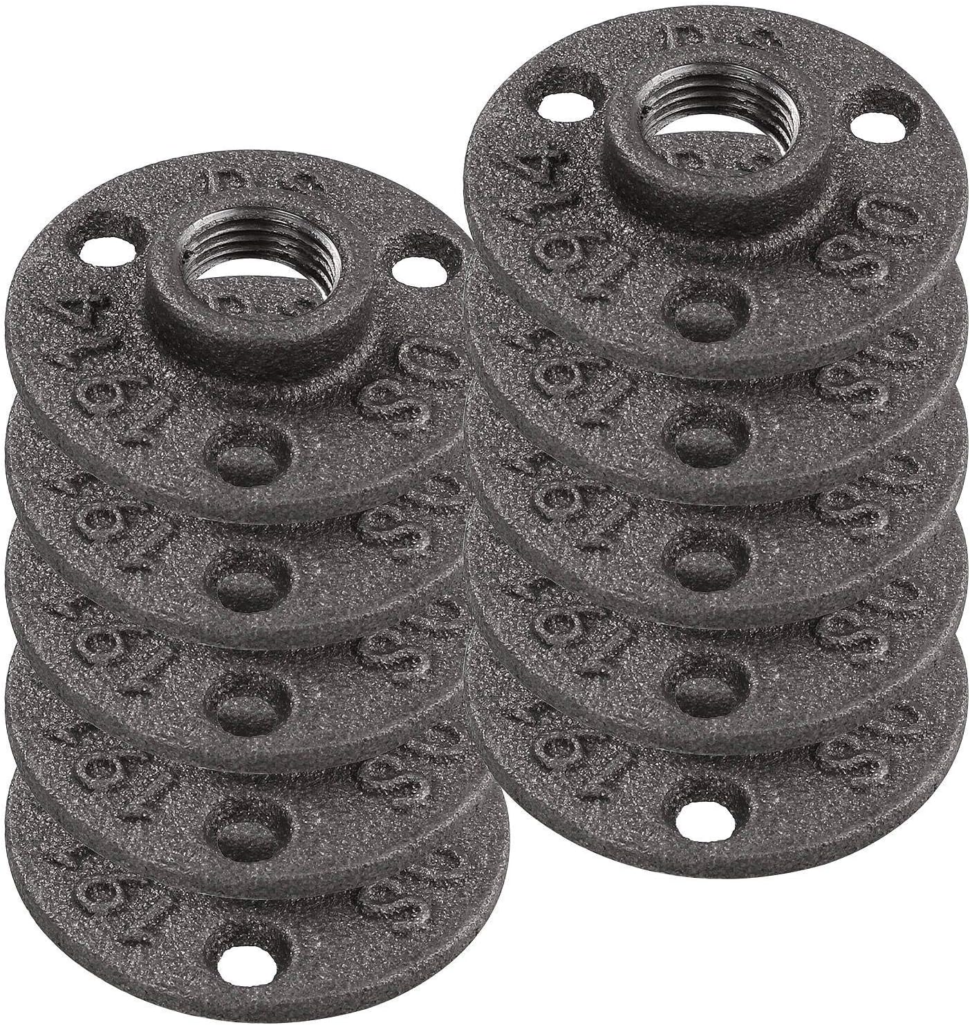 10 Pack 1/2" Cast Iron Floor Flange, Black Pipe Decor Flange Pipe
