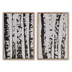 SIGNWIN 2 Piece Framed Canvas Wall Art Black...