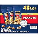 Planters Nuts on the Go Salted Peanuts, 1 oz single-serve bags, 48-Count | Roasted Salted Nuts Snack Packs. Kosher. Bag. Snac