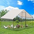 Large Metal Chicken Coop, Large Chicken Pen, Chicken Runs for Yard with Waterproof and Anti-UV Cover, Duck Rabbit House Outdoor (9.8'L x 6.5'W x 6.5'H)