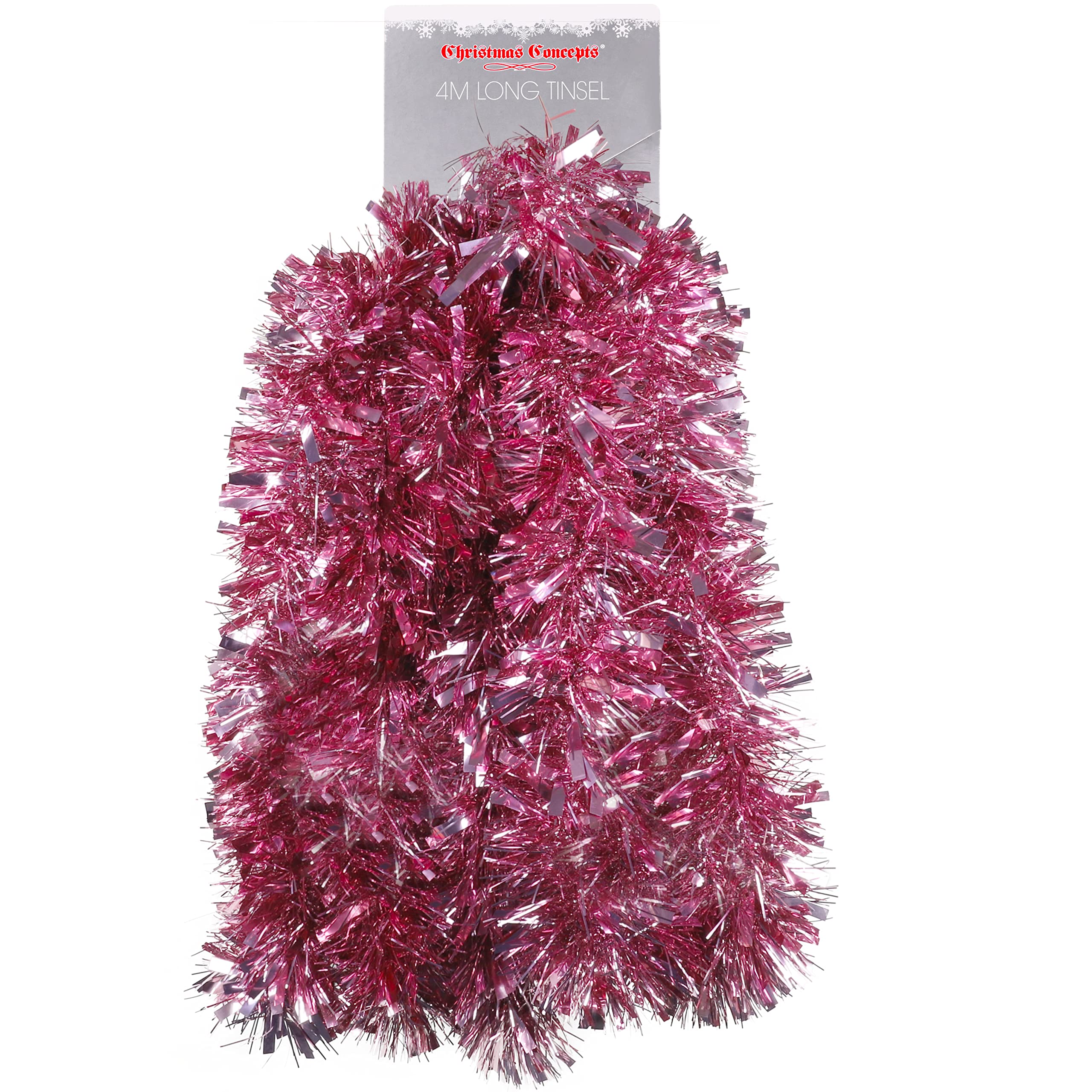 Christmas Concepts® 4m (13ft) Metre Chunky/Fine Christmas Tinsel - Christmas Decoration Tinsel (PINK)