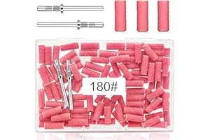 METEOROCK 180 Grit Small Nail Sanding Sands, 100 Pcs Pink Sanding Bands for Nail, 180 Fine Grit Sanding Bands for Nail with 3.1 MM Nail Drill Bit, Small Sanding Bands for Natural Nails Acrylic Gel