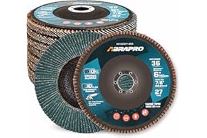 ABRAPRO 10 Pack, 6" x 7/8" Flap Discs,Arbor Size 7/8-inch,T27 Industrial Zirconia Abrasive Grinding Wheel for Metal, Wood, Stainless Steel Finishing, 36 Grit