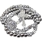 Nazareth Store Paracord Rosary Beaded Necklace St Michael Medal Resin Beads Durable Strong Rugged Cord Catholic Rosary with Pardon Cross