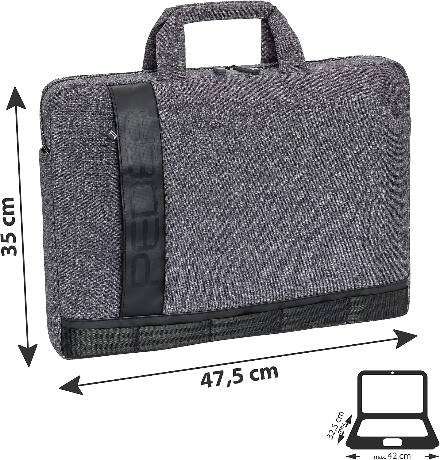 PEDEA laptop bag "Fancy" bag for notebooks with screens up to 17.3 inches (43.9 cm); shoulder bag with shoulder strap, grey - Image 3