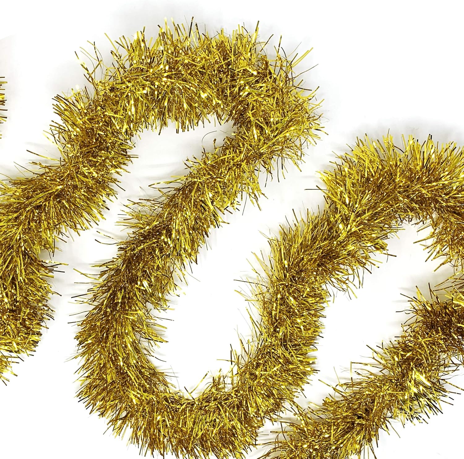 Wreaths, Garlands & Swags - Allgala 50 Feet Christmas Foil Tinsel Garland Decoration for Holiday Tree Walll Rail Home Office Event-Gold-XG93203