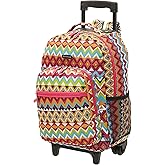Rockland Double Handle Rolling Backpack, Tribal, 17"