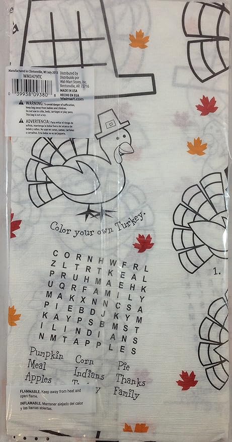 Amazon Com Paper Activity Happy Thanksgiving Tablecover Toys Games