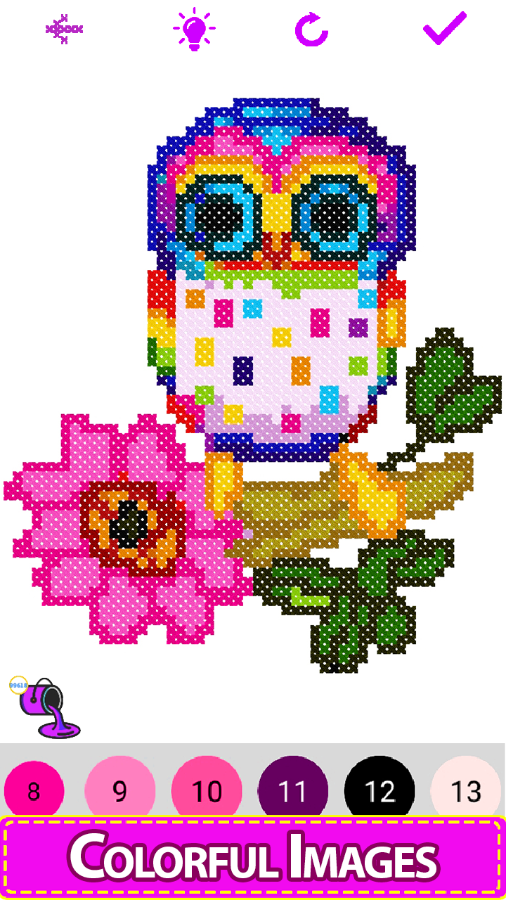 Cross Stitch Paint by Number , Pixel Art , Sandbox Coloring Pages