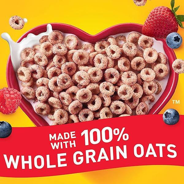 VERY BERRY CHEERIOS CEREAL, LIMITED EDITION HAPPY HEART SHAPES, HEART HEALTHY CEREAL WITH WHOLE GRAIN OATS, LARGE SIZE, 14.5 OZ