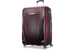 Samsonite Winfield 3 DLX Hardside Expandable Luggage with Spinners, Burgundy, Checked-Large 28-Inch