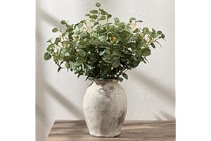 5.94" Ceramic Vase for Home Decor, Decorative Terracotta Farmhouse Rustic Vases for Living Room Kitchen Bedroom Bathroom Entr