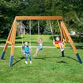 ROBUD 3-in-1 Playground Wooden Swing Sets for Backyard, DIY Swing Sets with Tree Swing and 2 Toddler Swings, Kids Outdoor Play Equipment, Outdoor Playset for Kids &amp; Toddlers, Ages 3+