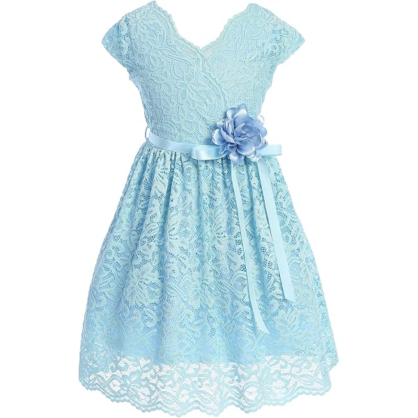 BNY Corner Lace Flower Girl Dress - Short Sleeve Roses Embroidery Party Dress For Girls - View #4