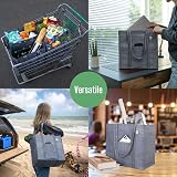 VENO 4 Pack Reusable Grocery Bags with Hard Bottom Front Pocket Gray view 2