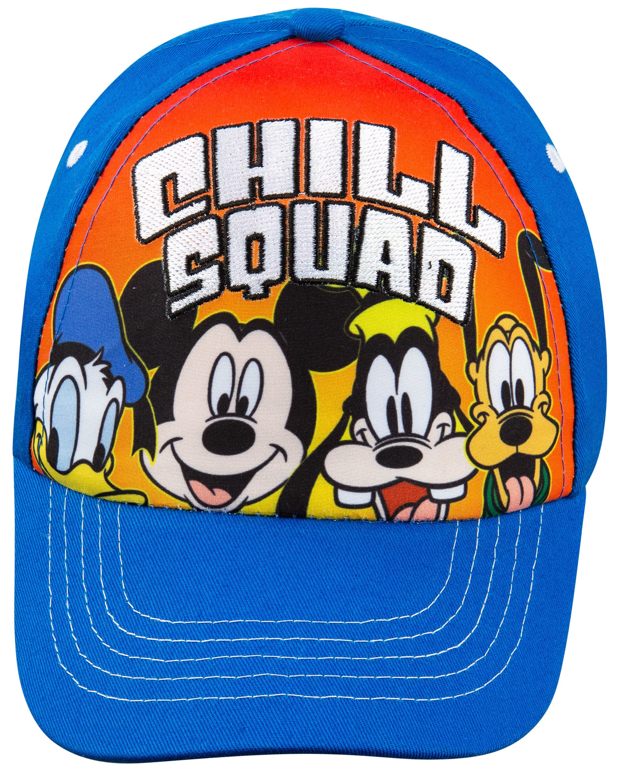 Disney Mickey Mouse and Friends Donald Duck, Goofy and Pluto Chill Squad Baseball Cap - Boys 4-7 Years 100% Cotton Royal Blue
