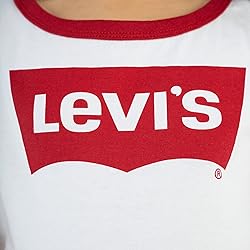 Levi's Little Girls' Batwing T-Shirt, White Ringer, 5