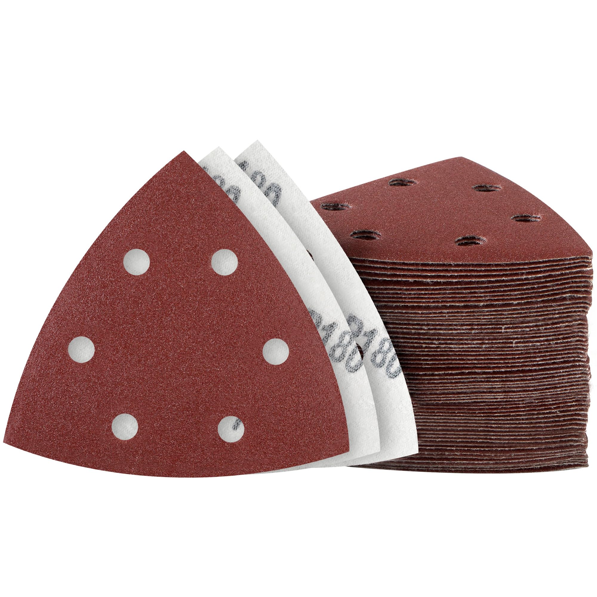 MIDO Professional Abrasive Triangle Sanding Pads 50 Pcs 93 mm 180 Grit Detail Sander Pads 6 Holes Sanding Sheets Sander Sandpaper Hook and Loop Sander Pad