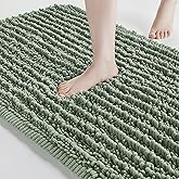 FLOLEOPA Soft Plush Microfiber Bathroom Rugs, Absorbent Bath Rugs Non Skid Machine Wash Dry Bath Mats for Tub,Shower and Bath Room Floor Mats (17x24inches, Sage Green)