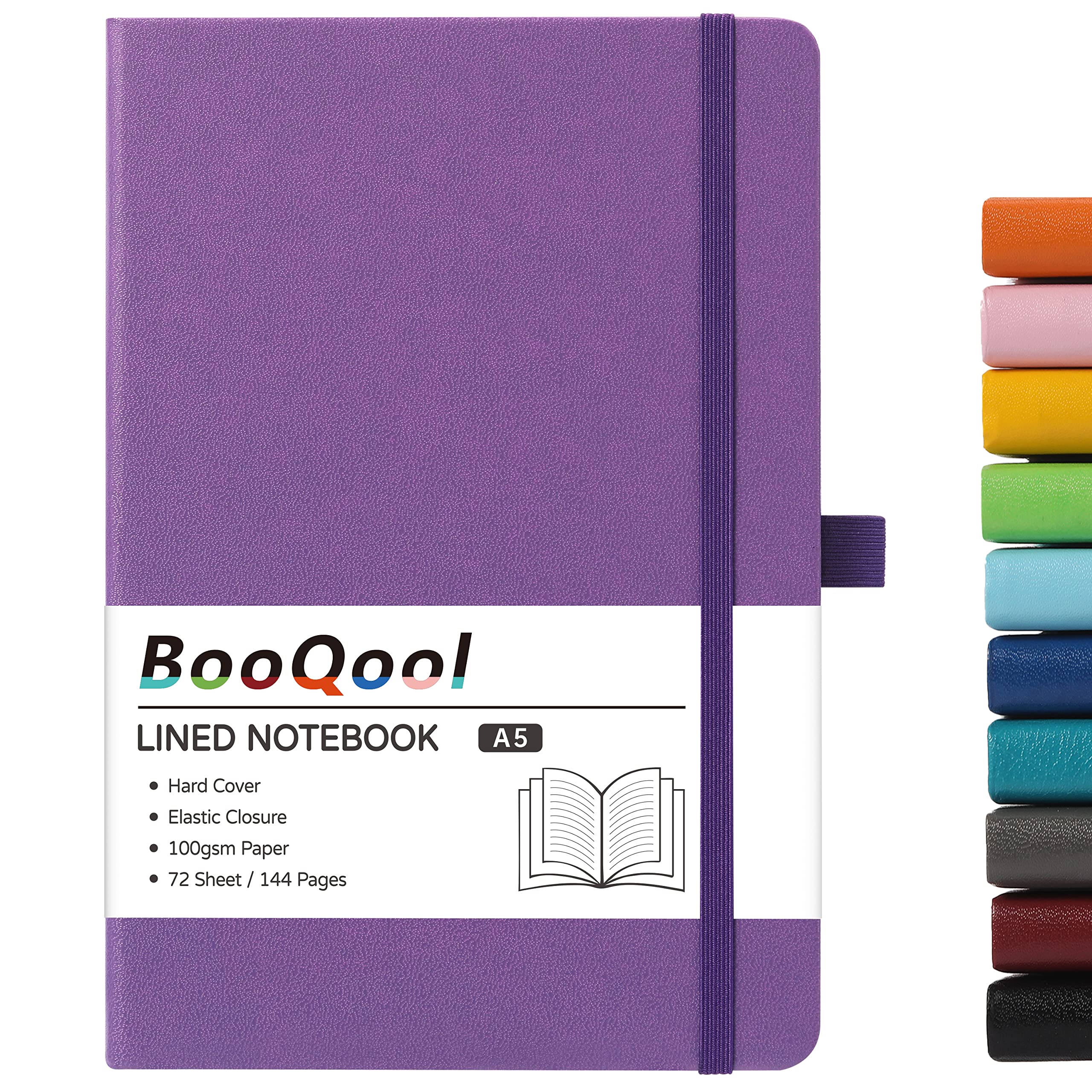 A5 Notebook - Notebook A5 with Premium Paper, Faux Leather Notebook, 5.7" X 8.4", Hardcover, 144 Pages - Purple