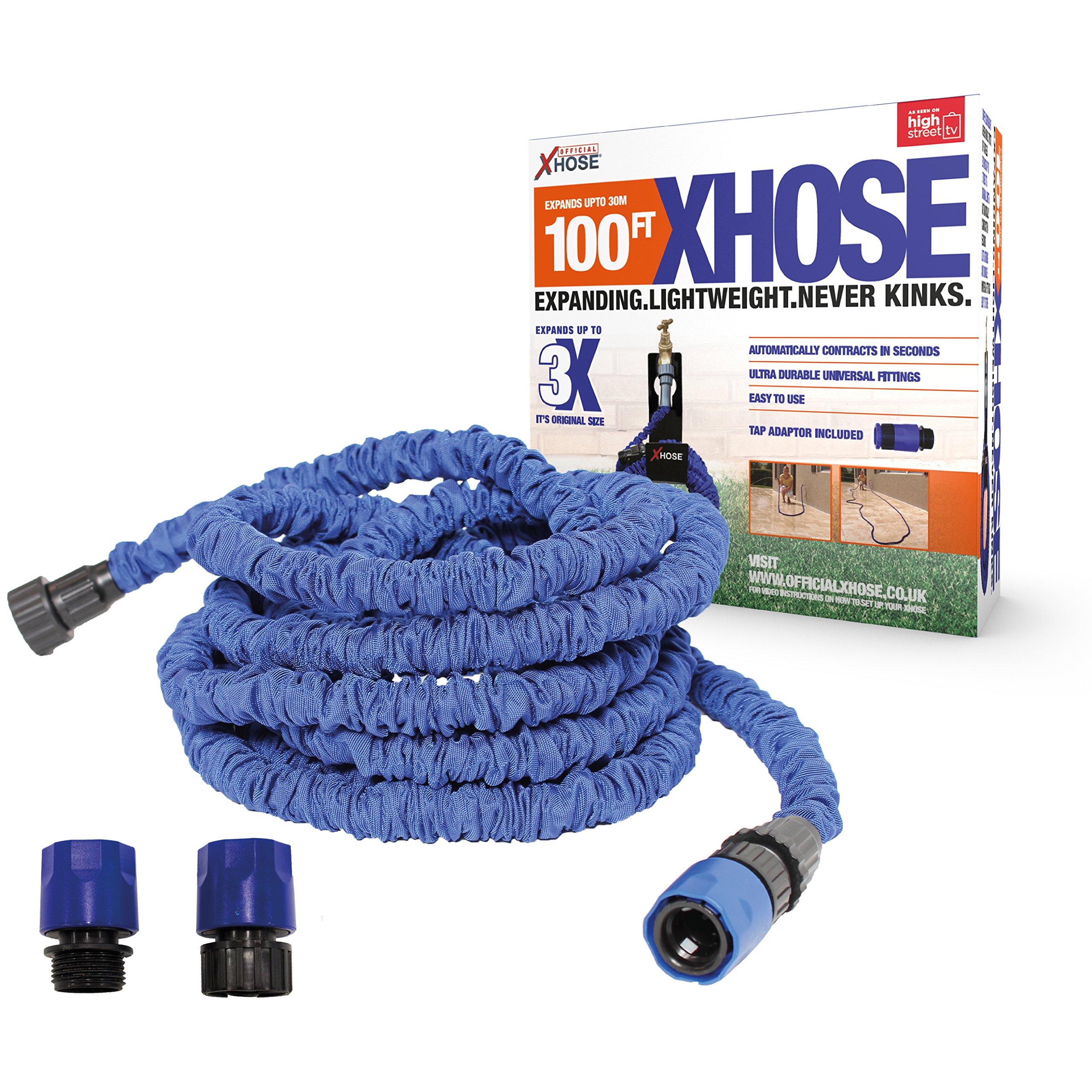 The Official XHose Expanding Garden Hose Pipe with BONUS adaptor, 100ft