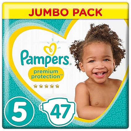 Pampers Premium Protection Windeln, Größe 5 Junior (11-23 kg), Jumbopack, 1er Pack (1 x 47 Stück)