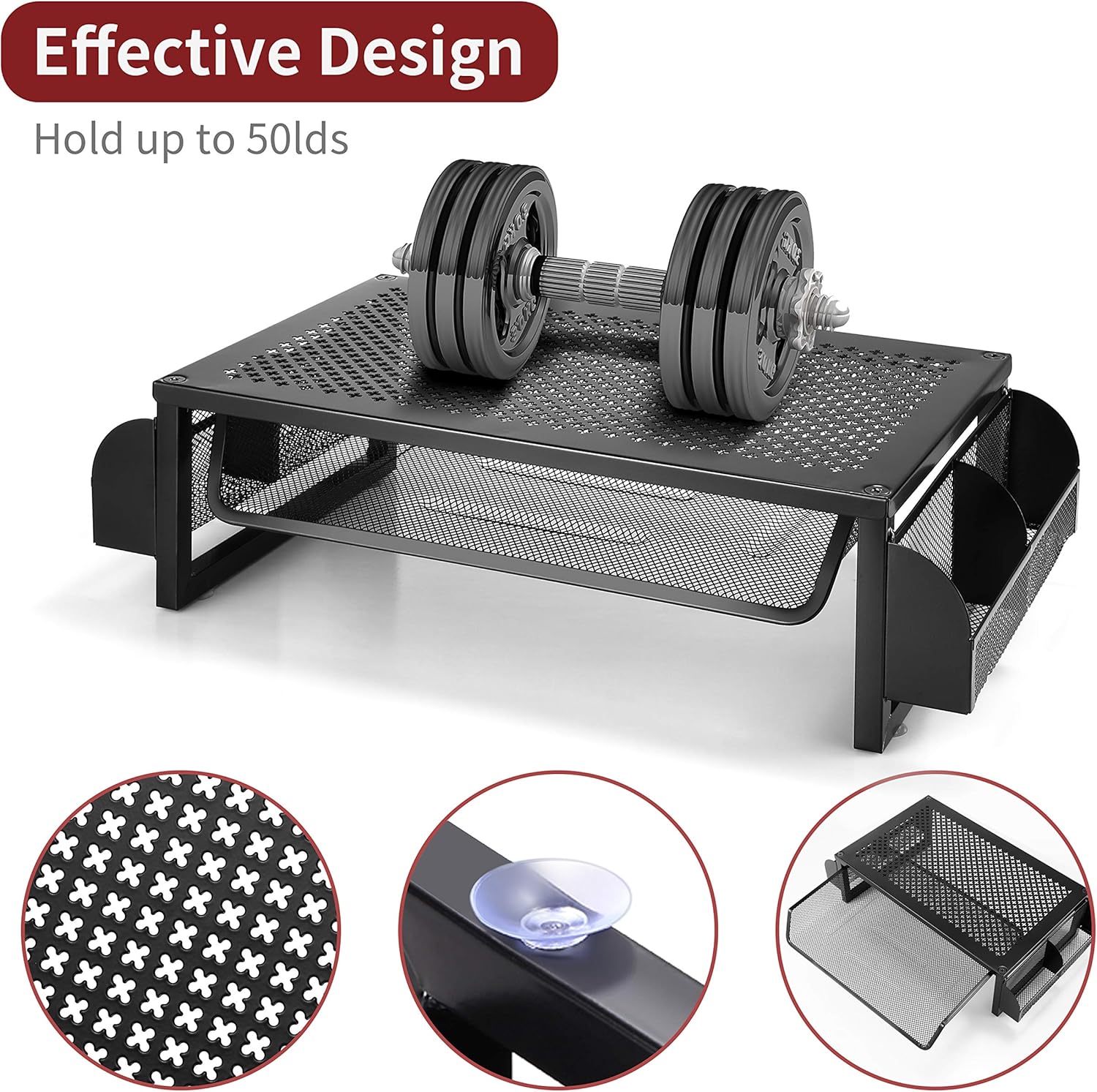 Simple Trending Metal Monitor Riser Stand and Computer Desk Organizer with Drawer, Black : Office Products