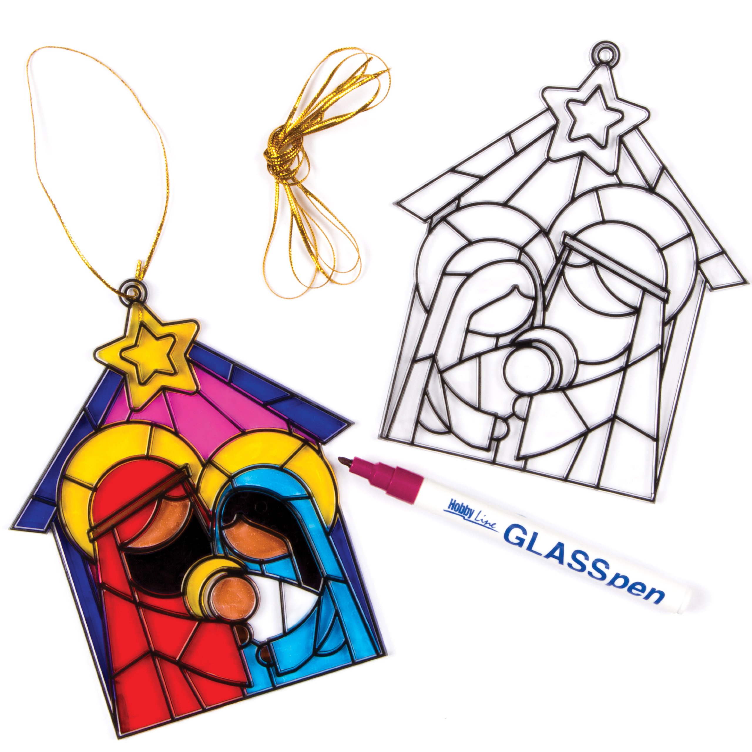 Baker Ross Nativity Suncatcher Decoration – Pack of 4, Kids Paint Your Own Christmas Decoration, Christmas Bauble Arts and Crafts (EF258)