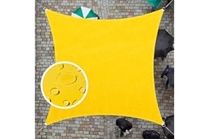 ColourTree 9' x 9' Custom Size Yellow TADS14 Square Waterproof Sun Shade Sail UPF50 Canopy Awning Shelter, 95% UV Blockage UV & Water Resistant, Outdoor Patio Garden Carport (We Make Custom Size)