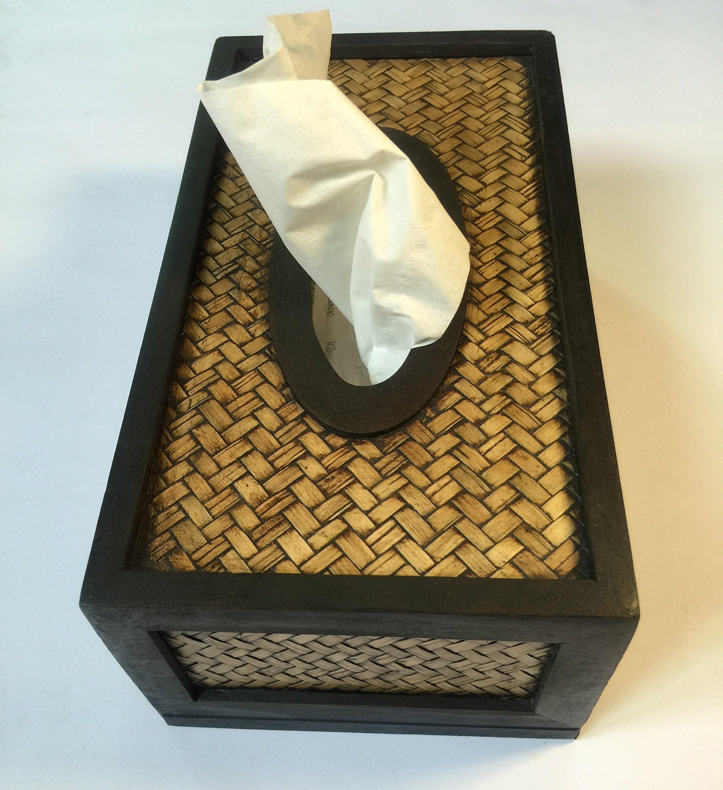Wood Rectangular Tissue Box Cover / Tissue Holder - Perfect-fit Wooden Tissue Paper Dispenser for Kleenex Tissue Box Pack