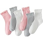 Hstyle 6 Pairs of Ruffle Socks Women, Cute Ruffle Ankle Socks