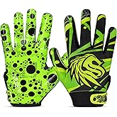 SKILLED SPORTS Vortex Grip Football Gloves for Adults & Youth – Black Green Sticky Grip Receiver Gloves – Flexible, Breathable & Durable