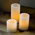 Set of 3 Mini Battery Operated Vanilla Scented Wax LED Candles by Lights4fun
