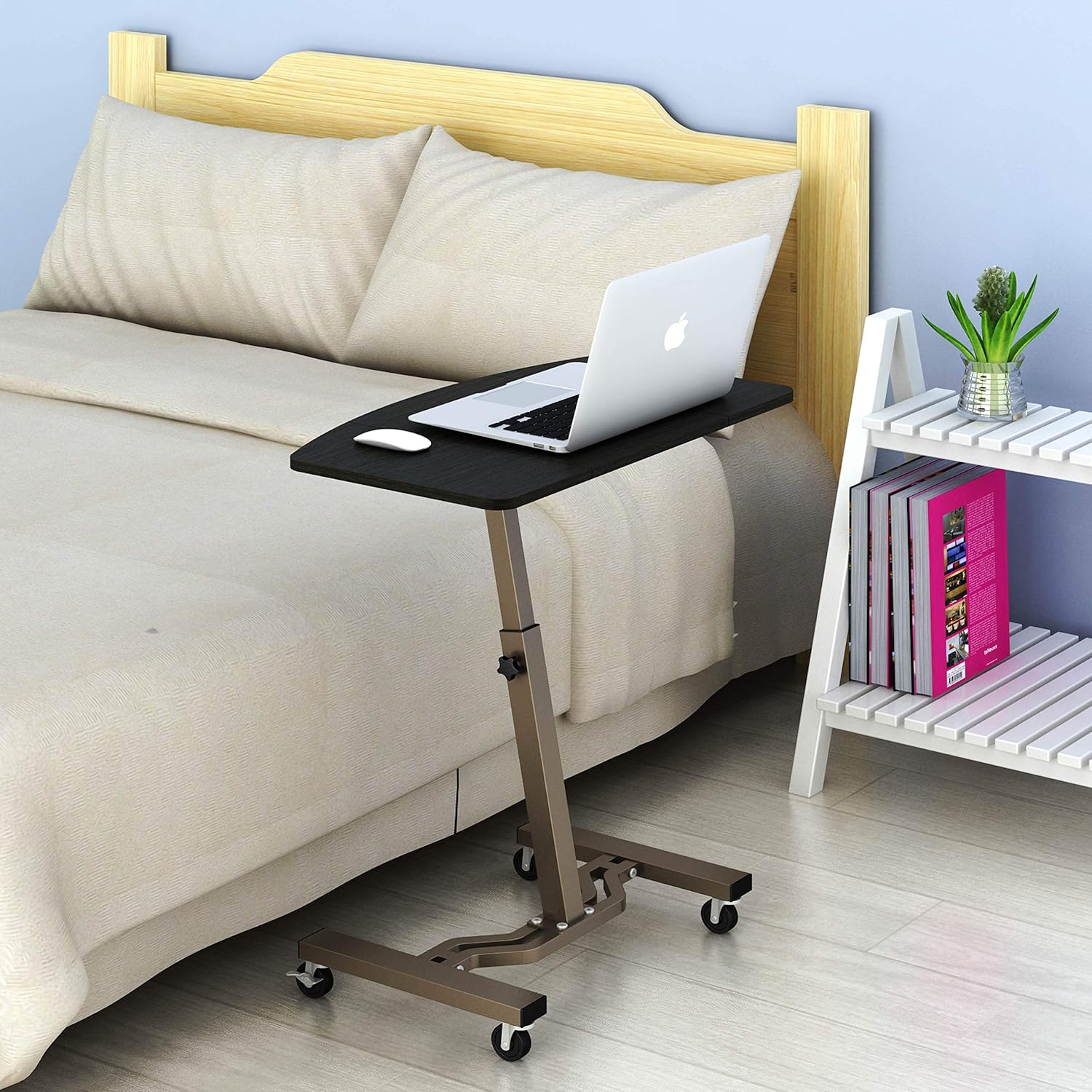 SHW Height Adjustable Mobile Laptop Stand Desk Rolling Cart, Height Adjustable from 28'' to 33'' : Office Products