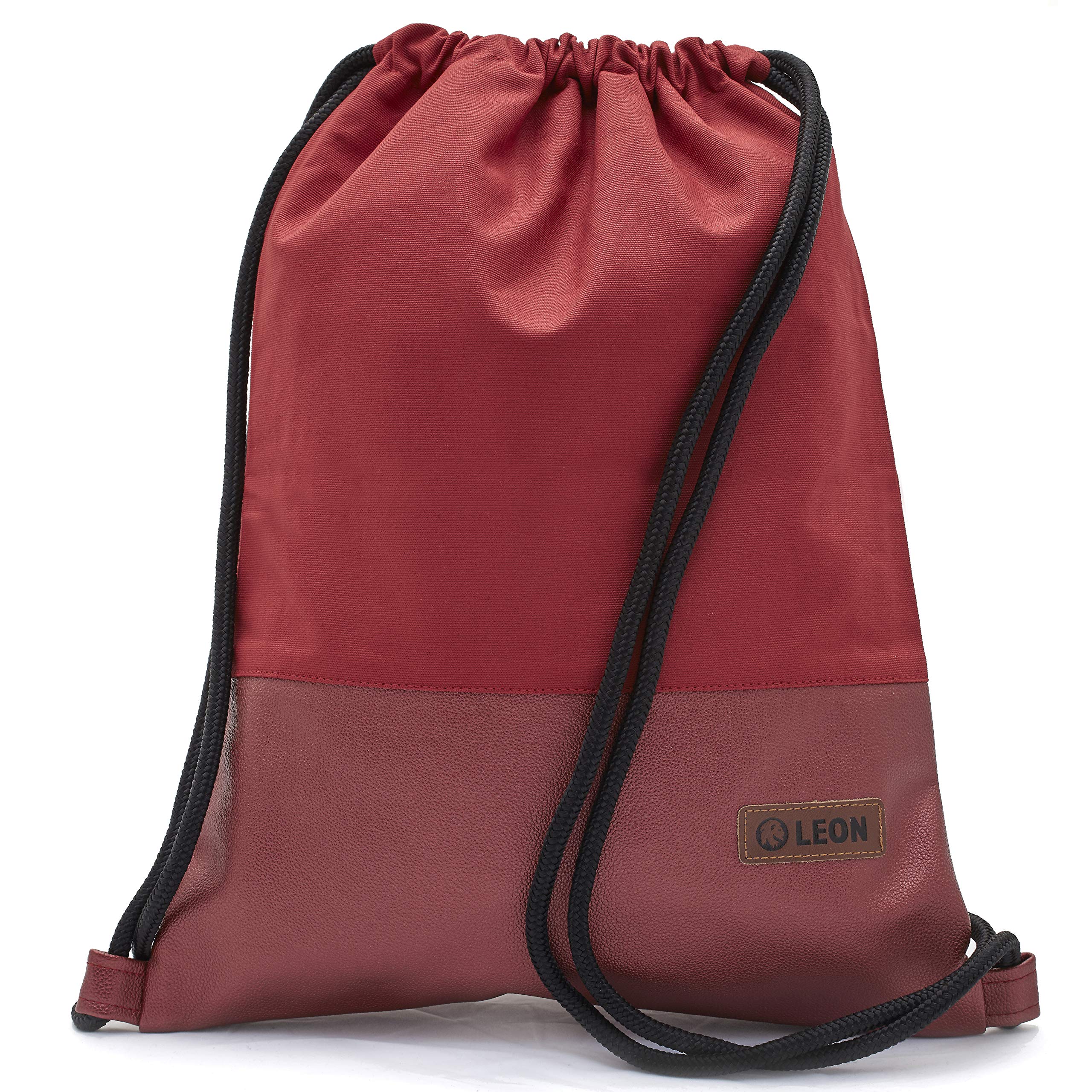 By Bers Leon Gym Bag with Inner Pockets Zip Plain Design Backpack Bag Women Men & Teenager Gym Bag Hipster, Red_red metallic, Gym bag backpack gym bag bag
