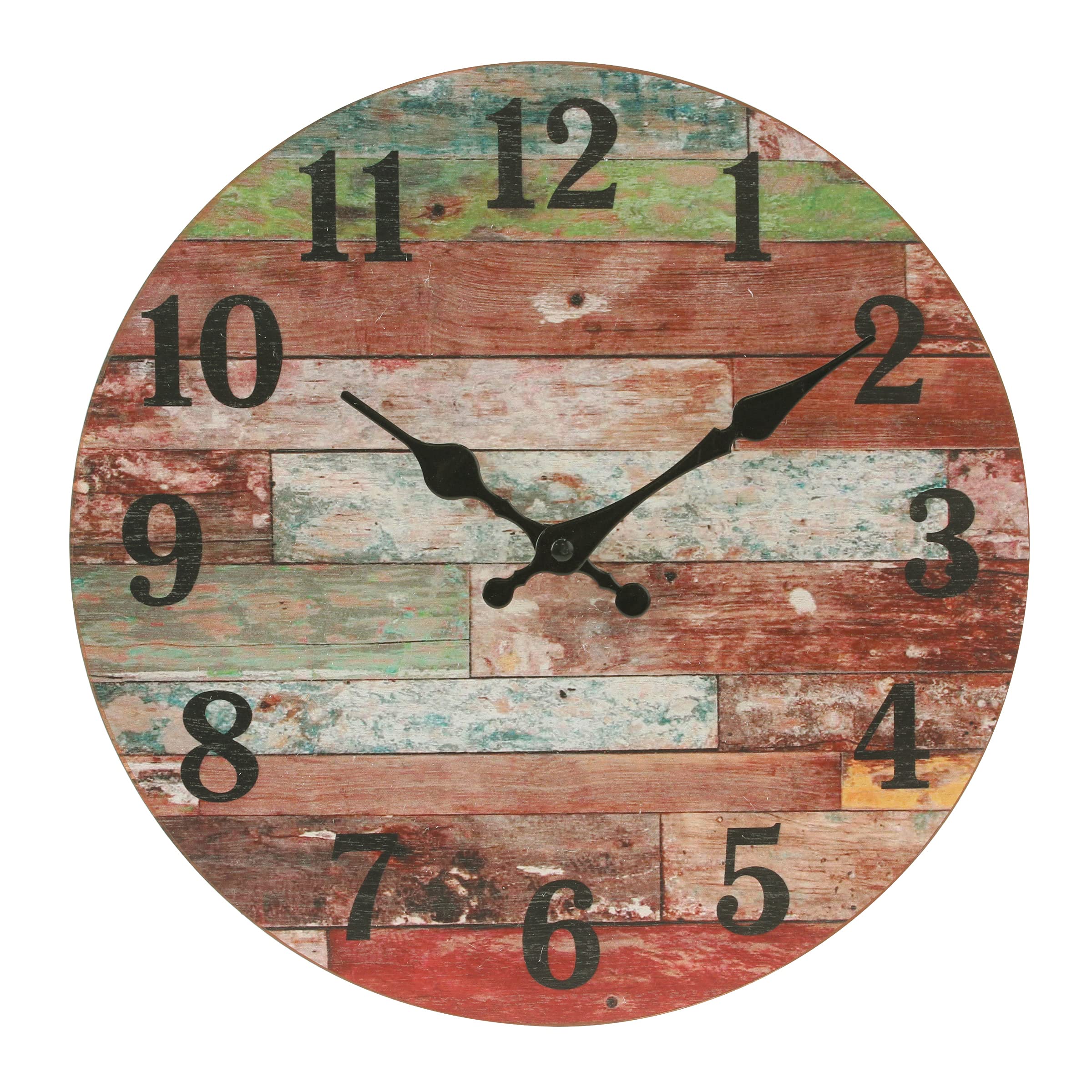 Stonebriar Rustic 12 Inch Round Wooden Battery Operated Wall Clock