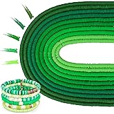 MIIIM 3600 PCS 10 Strands Polymer Clay Beads for Jewelry Making, Vinyl Heishi Beads 6mm for Surfer Bracelets Necklace Making (Green)