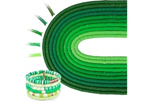 MIIIM 3600 PCS 10 Strands Clay Beads Polymer Clay Beads for Jewelry Making, Vinyl Heishi Beads 6mm for Surfer Bracelets Necklace Making (Green)