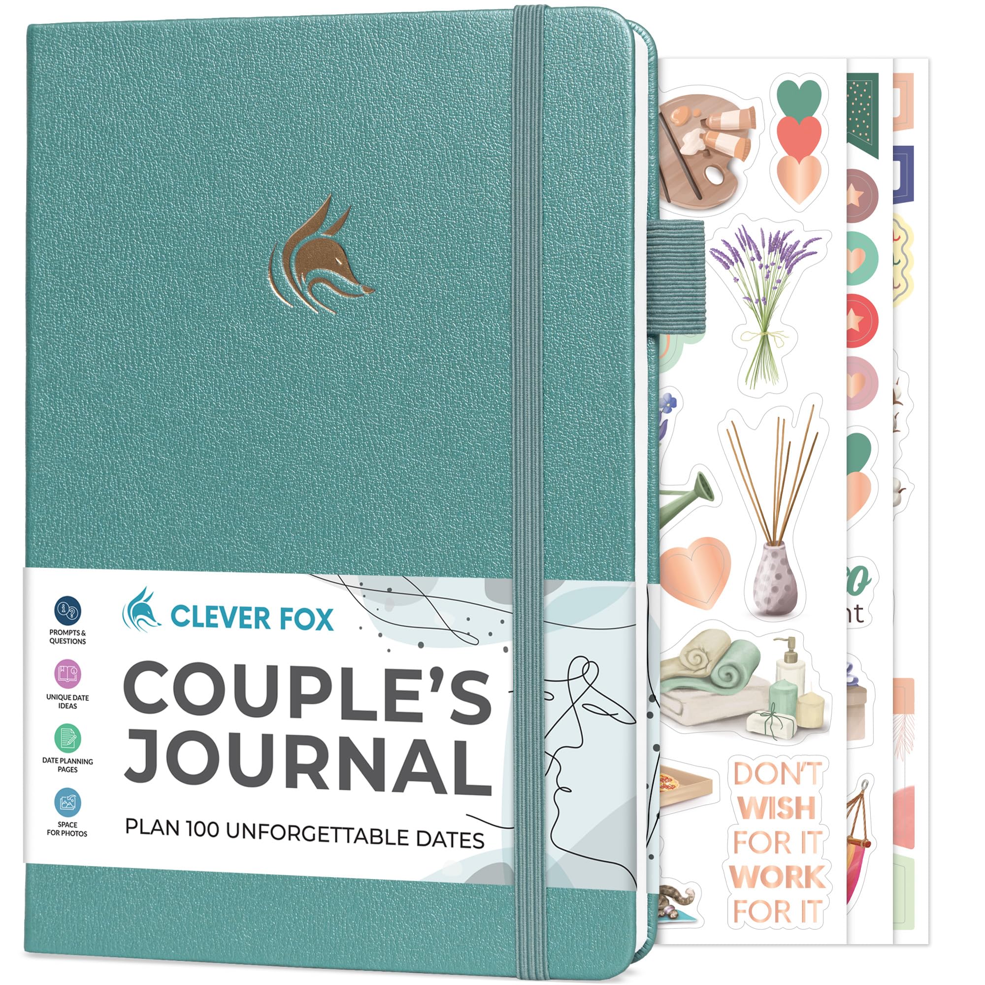 Clever Fox Couple’s Journal – Couples Date Night, Activity & Journaling Workbook – Relationship Book to Plan Dates & Fill Out Together – Engagement Gift Ideas – A5 Size (Aquamarine)