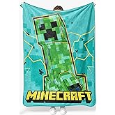 Jay Franco Kids Plush Throw Blanket – Soft & Cozy Fleece Throw for Bedroom & Couch Décor, Official Licensed Product, Teal - Minecraft, 46x60 - Throw Blanket