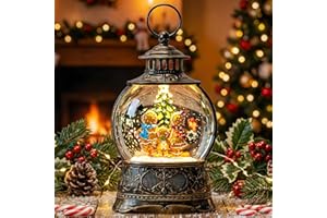 XPSCOCO Christmas Snow Globe Water Lantern with Gingerbread Scene Battery Operated or USB Powered Musical Lighted Holiday Decoration for Tabletop Display for Family and Friends