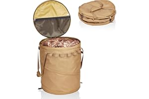 UPWOIGH 16 Gallon Collapsible Garden Waste Bag, Reusable Pop-up Yard Leaf Bag Holder, Brown Thickened Oxford Fabric Camping Trash Can for Lawn, Pool, and Garden Debris
