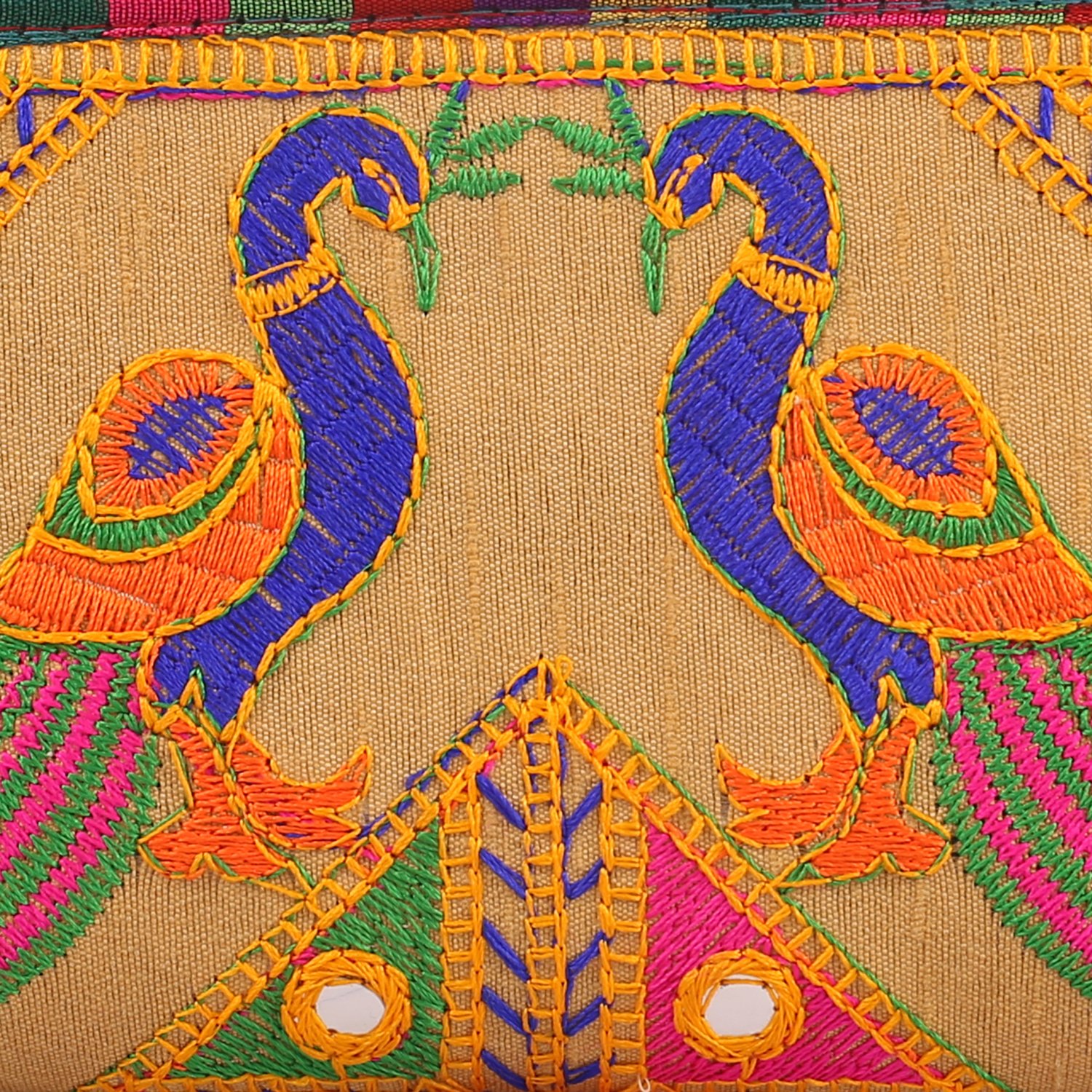 craft trade handmade designer rajasthani worked clutch bag for women cream