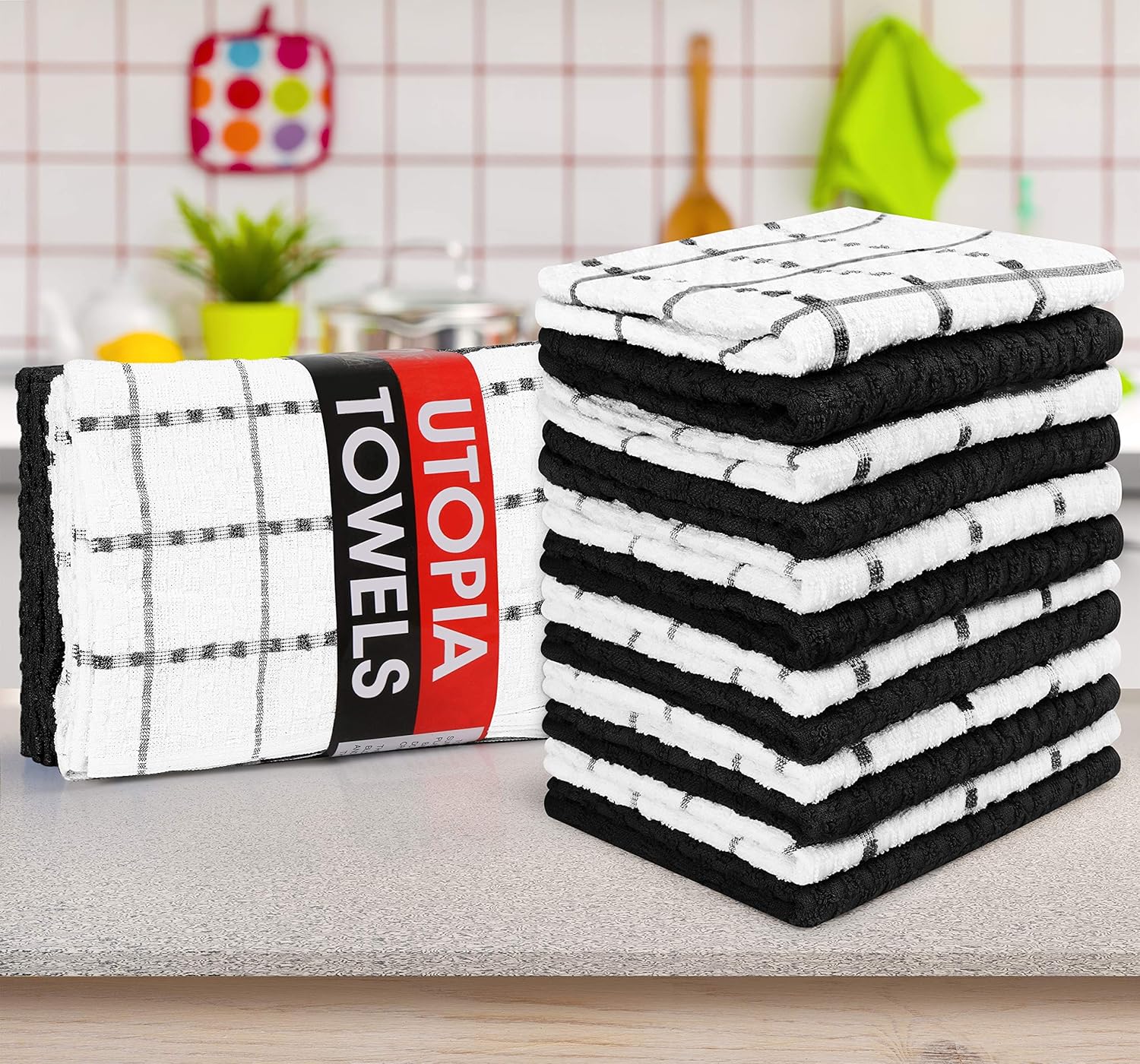 Utopia Towels Kitchen Towels, 15 x 25 Inches, 100% Ring Spun Cotton Super Soft and Absorbent Black Dish Towels, Tea Towels and Bar Towels, (Pack of 12): Home & Kitchen