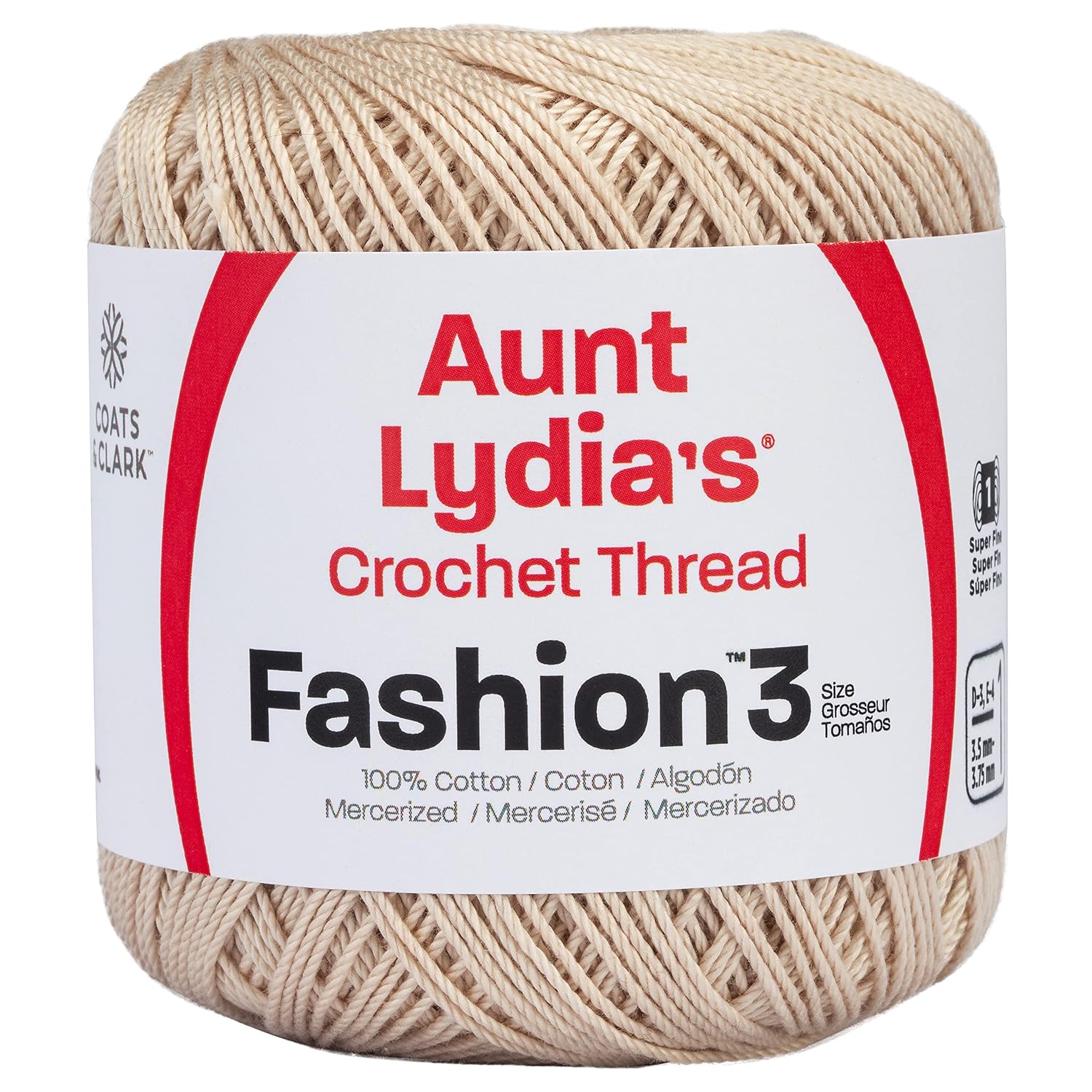 Red Heart Fashion Crochet, Cotton Size 3, Natural (182-226)