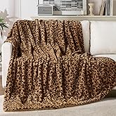 GALMAXS7 Cheetah Throw Blanket, Double-Sided Plush Fluffy - Luxury Faux Fur Leopard Print Blanket, Soft and Cozy Room Decor (50x60 Inches, Brown)