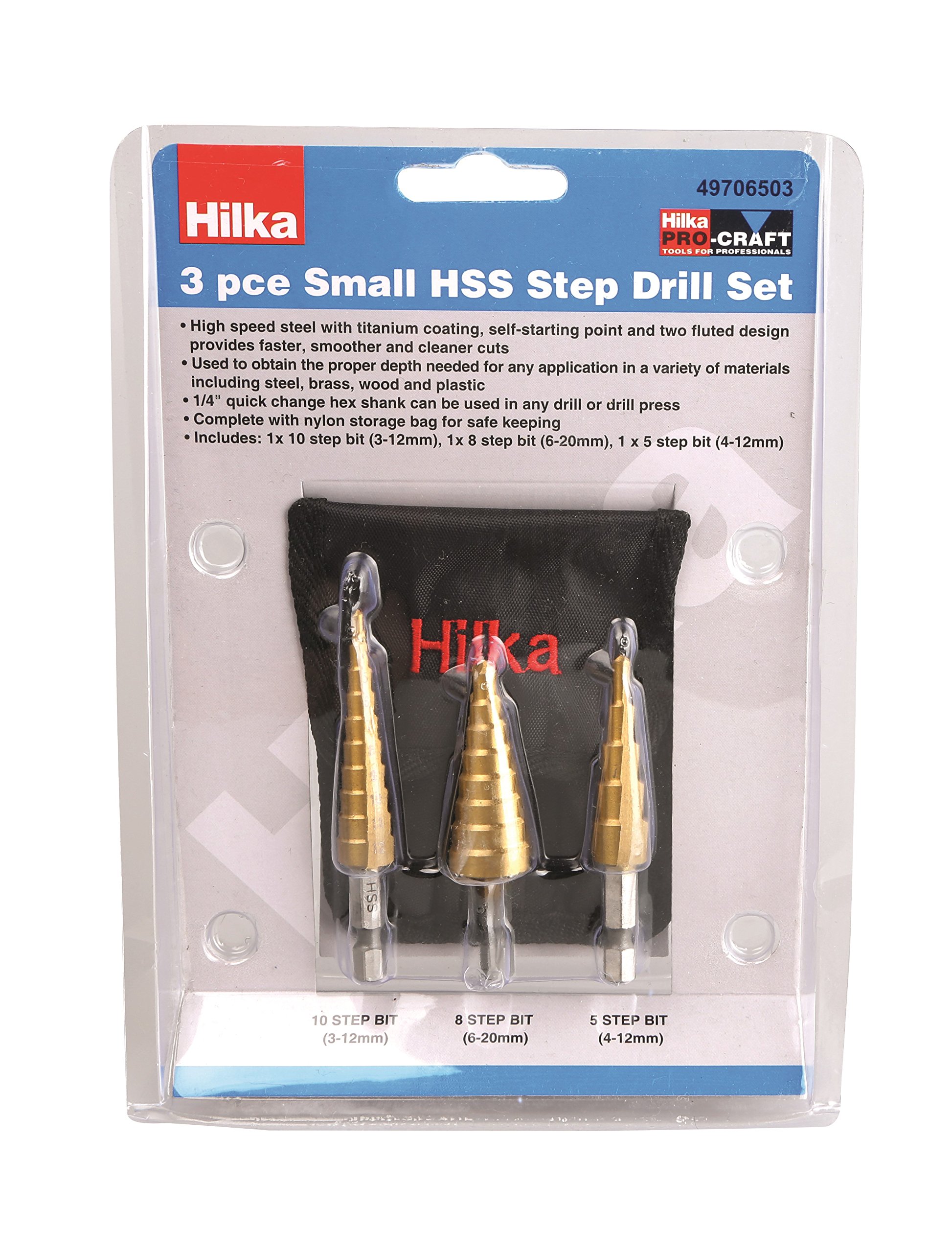 3 PC Small HSS Step Drill Set