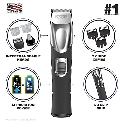 Wahl Lithium Ion All-in-One Beard Trimmer Men&amp;rsquo;s Grooming Kit - Rechargeable Beard Trimmer, Hair Clipper &amp;amp; Electric Shavers &amp;ndash; Model 9854-600