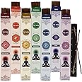 Chakra Incense Sticks - Total 120 Insence-Sticks (20 Insense x 6 Incents) - Incienso Incents-Sticks for 7 Chakra Meditation Muladhara Sacral Manipura Heart Throat Crown Ajna + Incense Holder