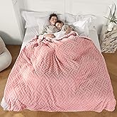 CHIOKY Electric Heated Blanket, 3D Pattern Design, Queen Size Heated Blanket Soft Warming Plush Electric Blanket Sherpa with Heating Levels & 10 Hours Auto Off, Machine Washable, Pink, YCDM-EB8490